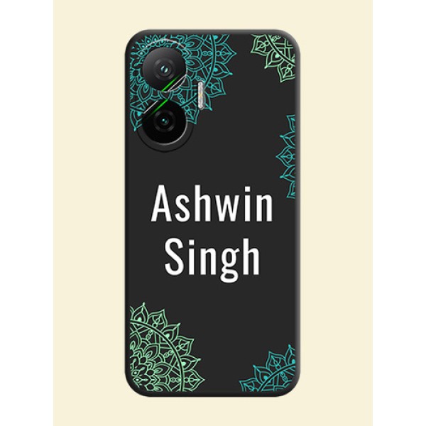 Your Name with Floral Design On Space Black Custom Soft Matte Mobile Back Cover - Poco F7 5G Your Name with Floral Design On Space Black Custom Soft Matte Mobile Back Cover - Poco F7 5G