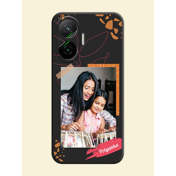 Orange Photo Frame On Space Black Custom Soft Matte Mobile Back Cover - Poco F7 5G Orange Photo Frame On Space Black Custom Soft Matte Mobile Back Cover - Poco F7 5G