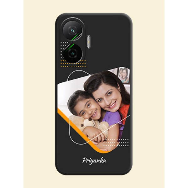 Yellow Triangle on Photo On Space Black Custom Soft Matte Mobile Back Cover - Poco F7 5G