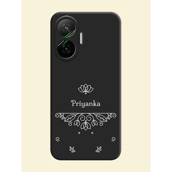 Lotus Garden Custom Text On Space Black Custom Soft Matte Mobile Back Cover - Poco F7 5G Lotus Garden Custom Text On Space Black Custom Soft Matte Mobile Back Cover - Poco F7 5G