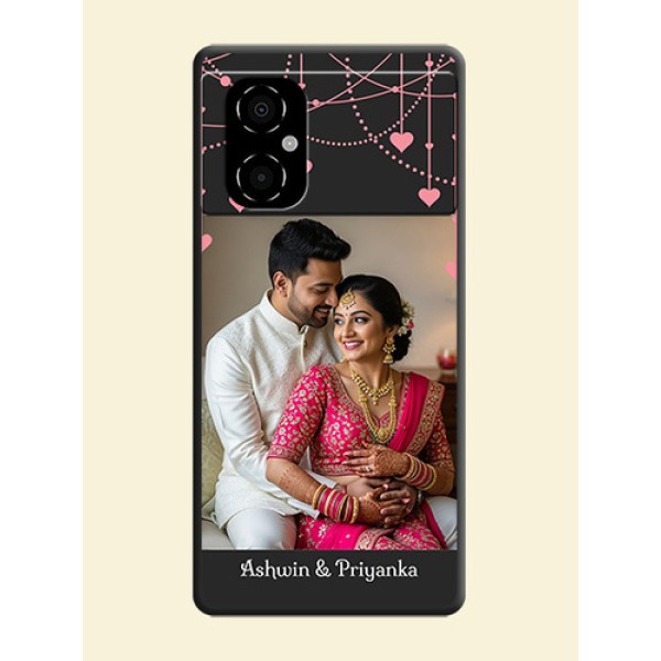 Pink Love Hangings with Text on Space Black Custom Soft Matte Back Cover - Poco M4 5G Pink Love Hangings with Text on Space Black Custom Soft Matte Back Cover - Poco M4 5G