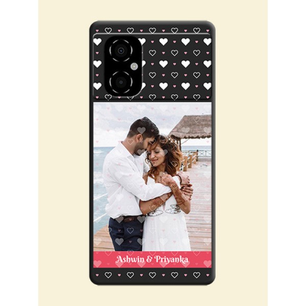 White Color Love Symbols with Text Design on Photo on Space Black Soft Matte Phone Cover - Poco M4 5G White Color Love Symbols with Text Design on Photo on Space Black Soft Matte Phone Cover - Poco M4 5G