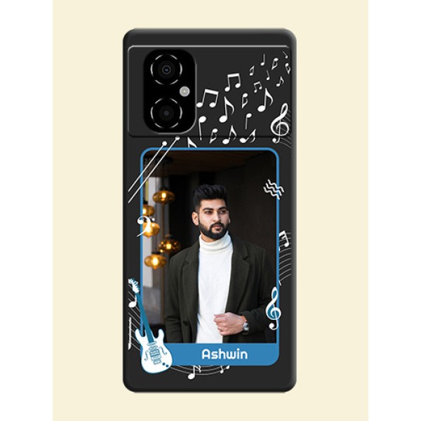 Musical Theme Design with Text on Photo on Space Black Soft Matte Mobile Case - Poco M4 5G Musical Theme Design with Text on Photo on Space Black Soft Matte Mobile Case - Poco M4 5G