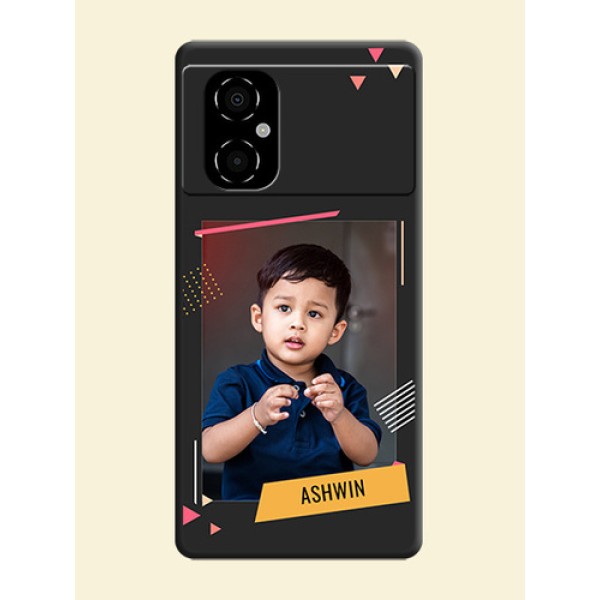 Photo Frame with Triangle Small Dots on Photo on Space Black Soft Matte Back Cover - Poco M4 5G Photo Frame with Triangle Small Dots on Photo on Space Black Soft Matte Back Cover - Poco M4 5G