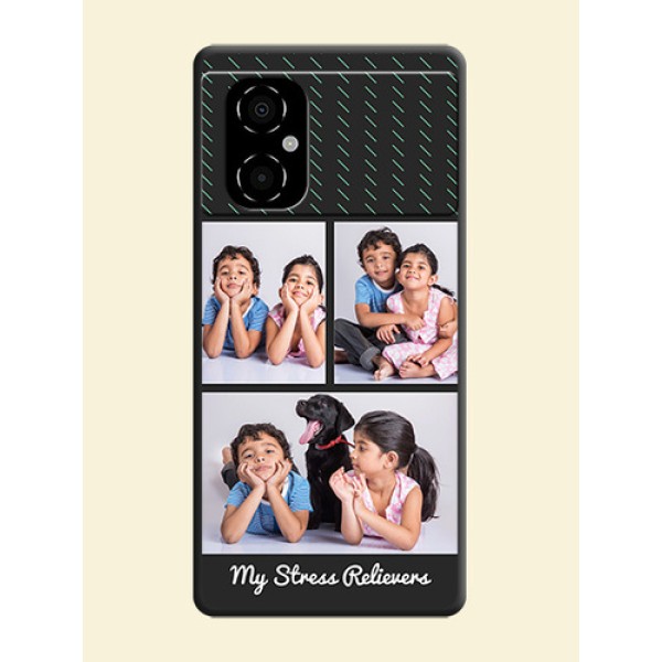 Cross Dotted Pattern with 2 Image Holder on Personalised Space Black Soft Matte Cases - Poco M4 5G Cross Dotted Pattern with 2 Image Holder on Personalised Space Black Soft Matte Cases - Poco M4 5G