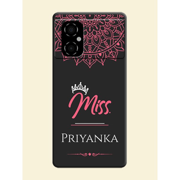Mrs Name with Floral Design on Space Black Personalized Soft Matte Phone Covers - Poco M4 5G Mrs Name with Floral Design on Space Black Personalized Soft Matte Phone Covers - Poco M4 5G