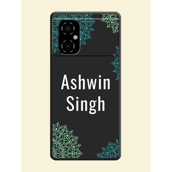 Your Name with Floral Design on Space Black Custom Soft Matte Back Cover - Poco M4 5G Your Name with Floral Design on Space Black Custom Soft Matte Back Cover - Poco M4 5G