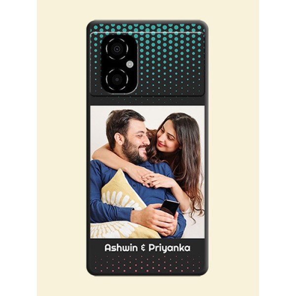 Faded Dots with Grunge Photo Frame and Text on Space Black Custom Soft Matte Phone Cases - Poco M4 5G Faded Dots with Grunge Photo Frame and Text on Space Black Custom Soft Matte Phone Cases - Poco M4 5G