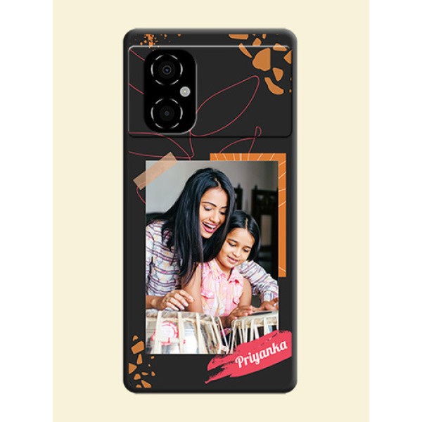 Orange Photo Frame on Space Black Custom Soft Matte Phone Back Cover - Poco M4 5G Orange Photo Frame on Space Black Custom Soft Matte Phone Back Cover - Poco M4 5G