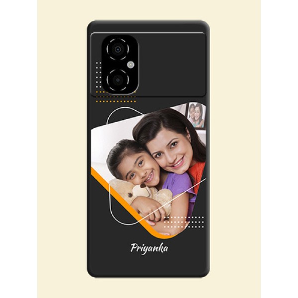 Yellow Triangle on Photo on Space Black Soft Matte Phone Cover - Poco M4 5G Yellow Triangle on Photo on Space Black Soft Matte Phone Cover - Poco M4 5G