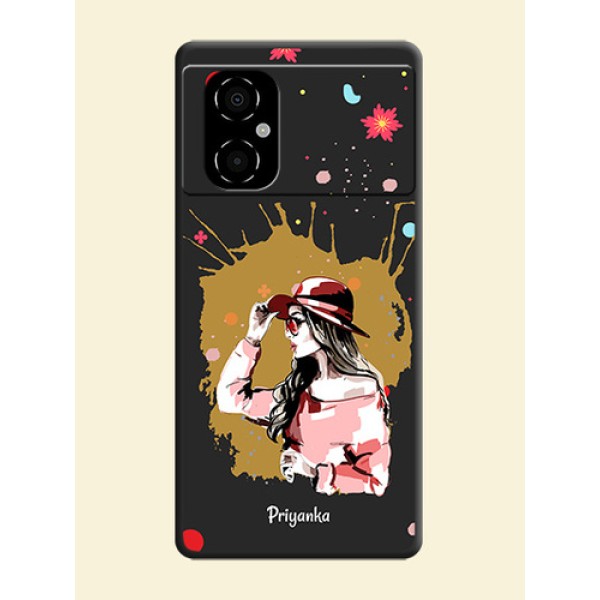Mordern Lady With Color Splash Background With Custom Text On Space Black Personalized Soft Matte Phone Covers -Poco M4 5G