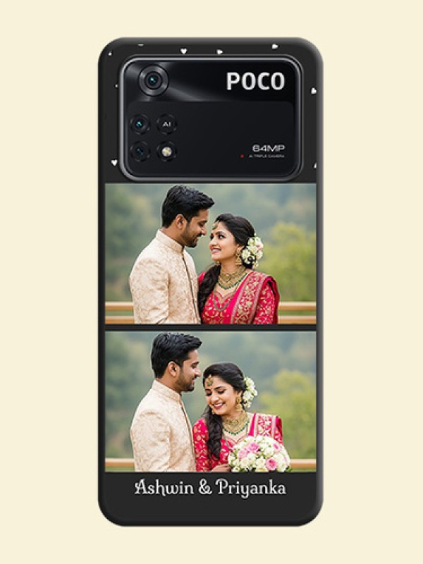 Miniature Love Symbols with Name on Space Black Custom Soft Matte Back Cover - Poco M4 Pro 4G