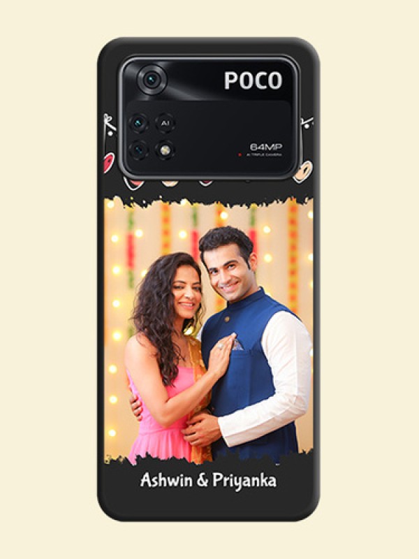 Pink Love Hangings with Name on Space Black Custom Soft Matte Phone Cases - Poco M4 Pro 4G
