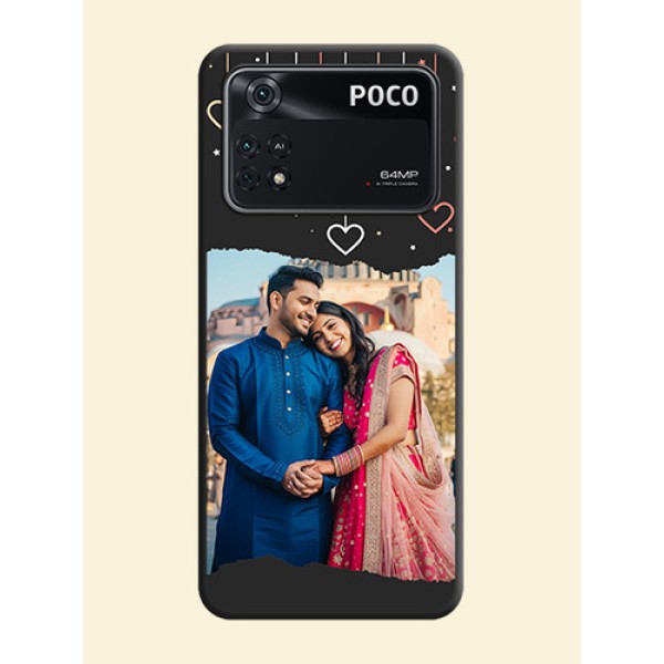 Love Hangings with Splash Wave Picture on Space Black Custom Soft Matte Phone Back Cover - Poco M4 Pro 4G Love Hangings with Splash Wave Picture on Space Black Custom Soft Matte Phone Back Cover - Poco M4 Pro 4G