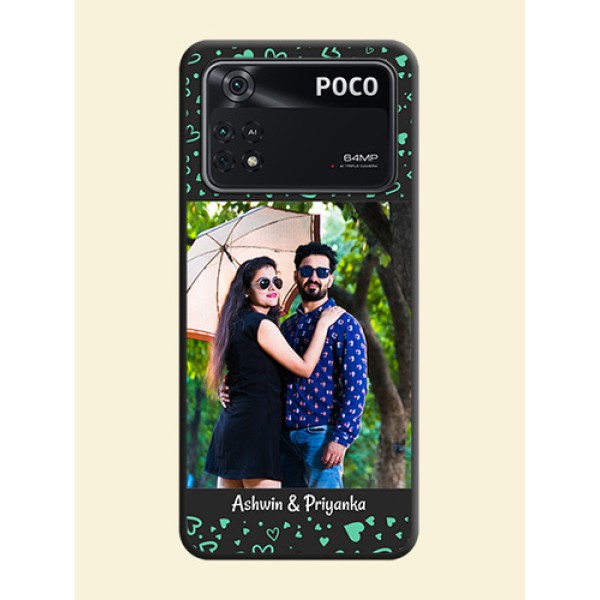 Sea Green Indefinite Love Pattern on Photo on Space Black Soft Matte Mobile Cover - Poco M4 Pro 4G Sea Green Indefinite Love Pattern on Photo on Space Black Soft Matte Mobile Cover - Poco M4 Pro 4G