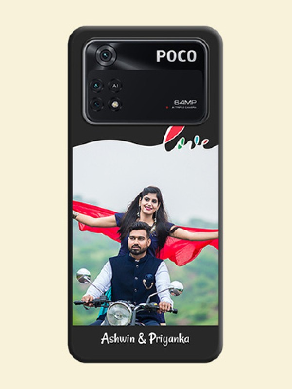 Fall in Love Pattern with Picture on Photo on Space Black Soft Matte Mobile Case - Poco M4 Pro 4G