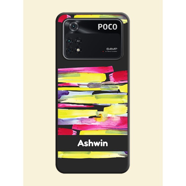 Brush Coloured on Space Black Personalized Soft Matte Phone Covers - Poco M4 Pro 4G Brush Coloured on Space Black Personalized Soft Matte Phone Covers - Poco M4 Pro 4G