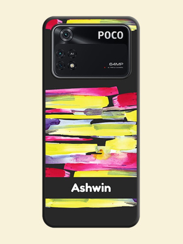 Brush Coloured on Space Black Personalized Soft Matte Phone Covers - Poco M4 Pro 4G