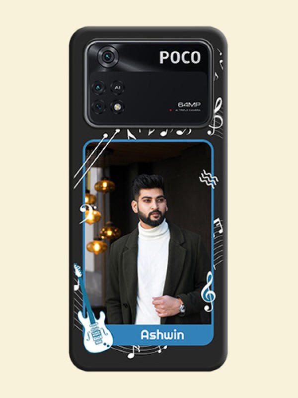 Musical Theme Design with Text on Photo on Space Black Soft Matte Mobile Case - Poco M4 Pro 4G