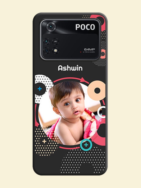 Multicoloured Round Image on Personalised Space Black Soft Matte Cases - Poco M4 Pro 4G