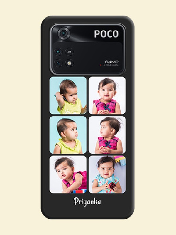 Floral Art with 6 Image Holder on Photo on Space Black Soft Matte Mobile Case - Poco M4 Pro 4G