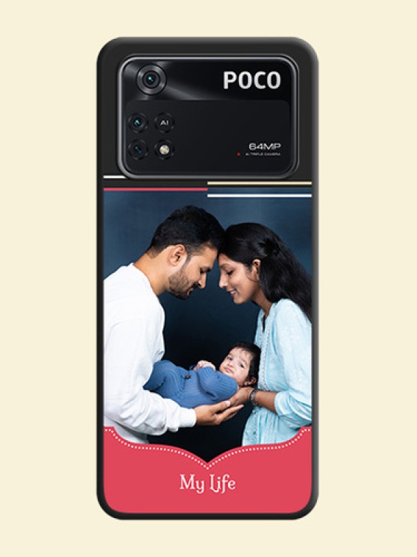 Classic Plain Design with Name on Photo on Space Black Soft Matte Phone Cover - Poco M4 Pro 4G