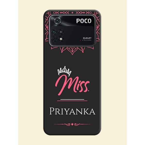 Mrs Name with Floral Design on Space Black Personalized Soft Matte Phone Covers - Poco M4 Pro 4G Mrs Name with Floral Design on Space Black Personalized Soft Matte Phone Covers - Poco M4 Pro 4G