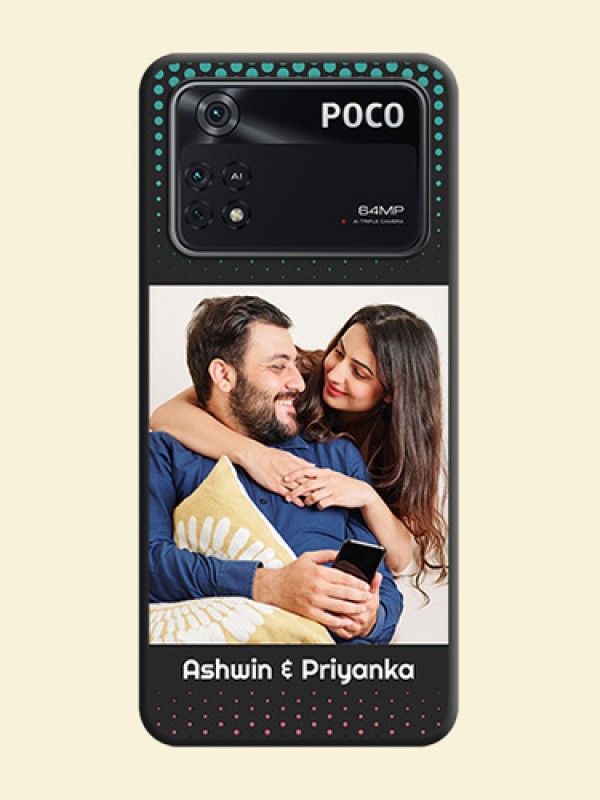 Faded Dots with Grunge Photo Frame and Text on Space Black Custom Soft Matte Phone Cases - Poco M4 Pro 4G