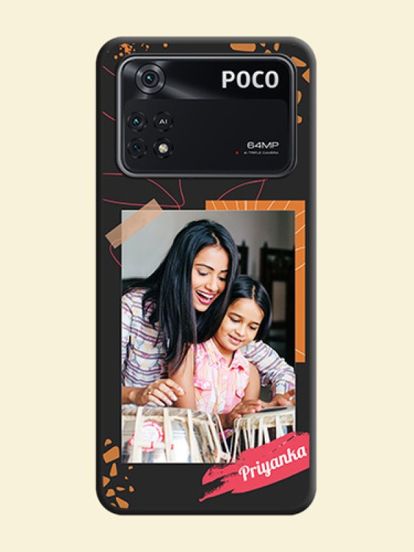 Orange Photo Frame on Space Black Custom Soft Matte Phone Back Cover - Poco M4 Pro 4G