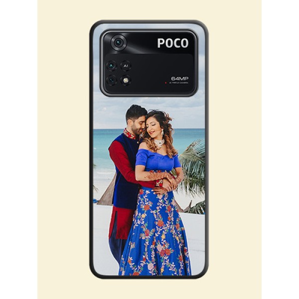Full Single Pic Upload On Space Black Personalized Soft Matte Phone Covers -Poco M4 Pro 4G Full Single Pic Upload On Space Black Personalized Soft Matte Phone Covers -Poco M4 Pro 4G