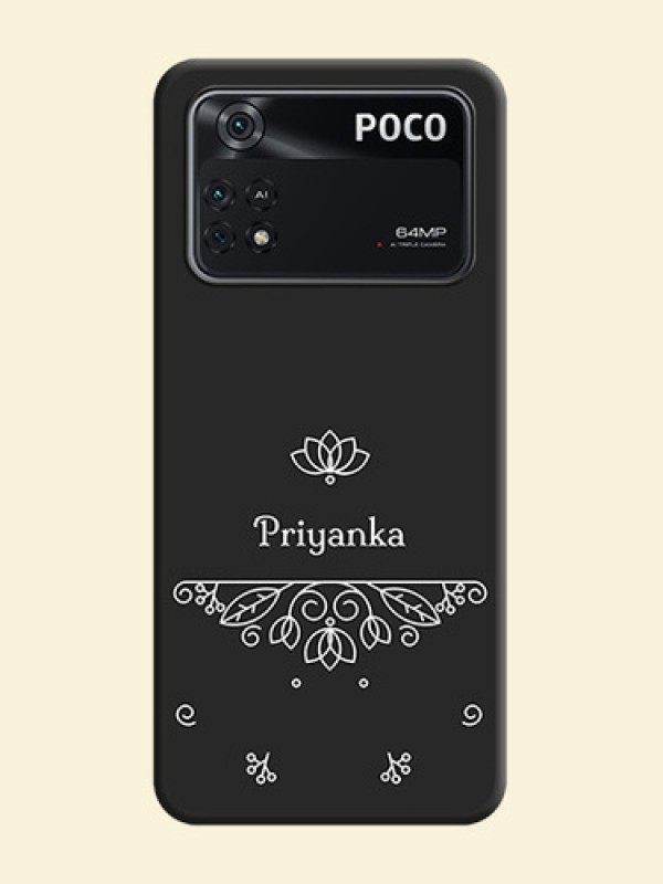Lotus Garden Custom Text On Space Black Personalized Soft Matte Phone Covers -Poco M4 Pro 4G