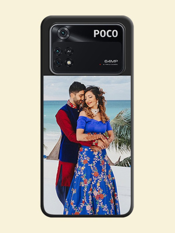 Image Upload With Space Black Color On Custom Soft Matte Mobile Back Cover - Poco M4 Pro 4G