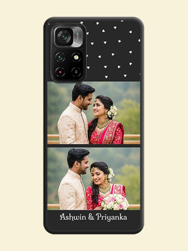 Miniature Love Symbols with Name on Space Black Custom Soft Matte Back Cover - Poco M4 Pro 5G
