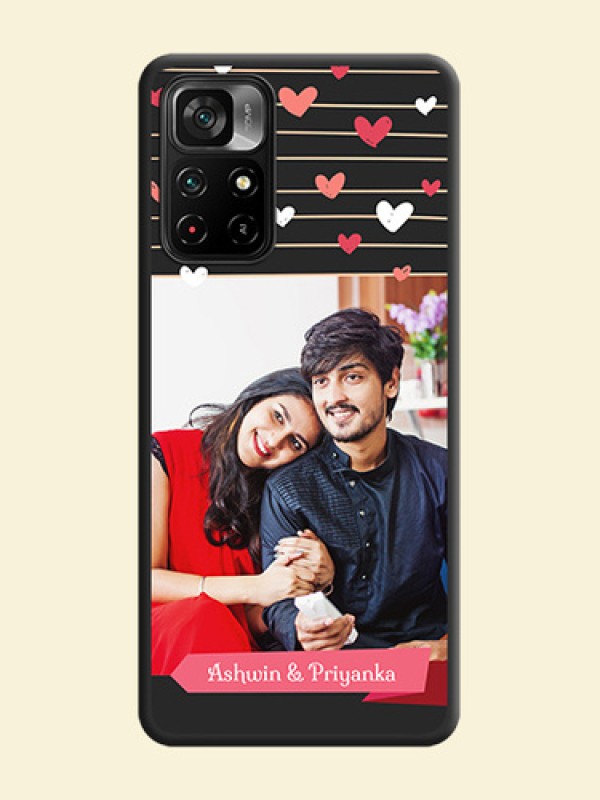 Love Pattern with Name on Pink Ribbon  on Photo on Space Black Soft Matte Back Cover - Poco M4 Pro 5G