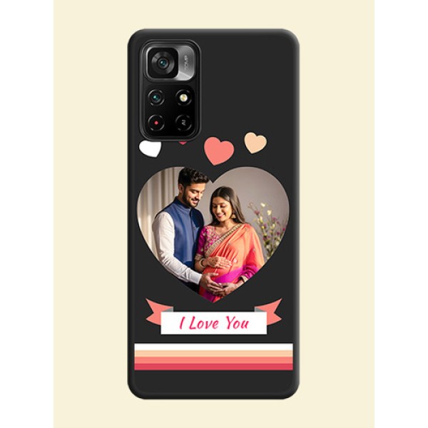 Love Shaped Photo with Colorful Stripes on Personalised Space Black Soft Matte Cases - Poco M4 Pro 5G Love Shaped Photo with Colorful Stripes on Personalised Space Black Soft Matte Cases - Poco M4 Pro 5G