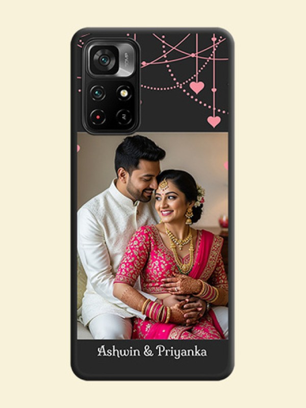 Pink Love Hangings with Text on Space Black Custom Soft Matte Back Cover - Poco M4 Pro 5G
