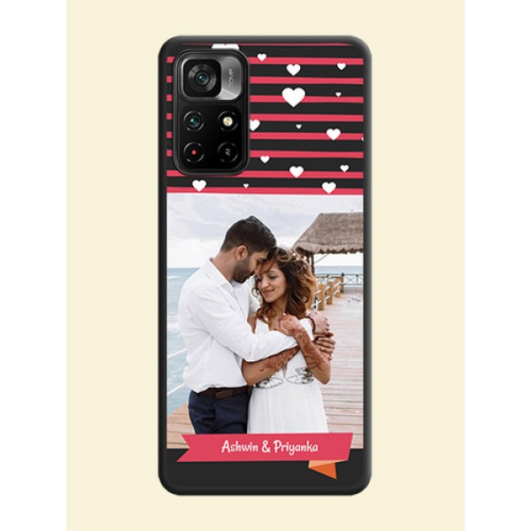 White Color Love Symbols with Pink Lines Pattern on Space Black Custom Soft Matte Phone Cases - Poco M4 Pro 5G White Color Love Symbols with Pink Lines Pattern on Space Black Custom Soft Matte Phone Cases - Poco M4 Pro 5G
