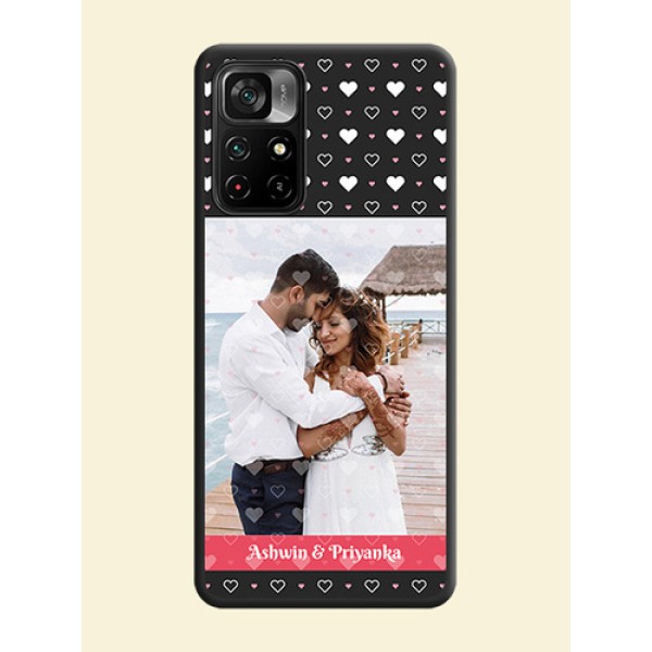 White Color Love Symbols with Text Design on Photo on Space Black Soft Matte Phone Cover - Poco M4 Pro 5G White Color Love Symbols with Text Design on Photo on Space Black Soft Matte Phone Cover - Poco M4 Pro 5G