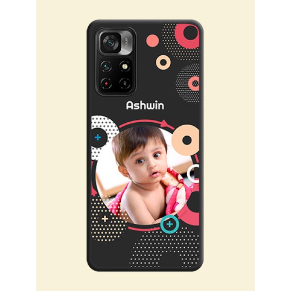 Multicoloured Round Image on Personalised Space Black Soft Matte Cases - Poco M4 Pro 5G Multicoloured Round Image on Personalised Space Black Soft Matte Cases - Poco M4 Pro 5G