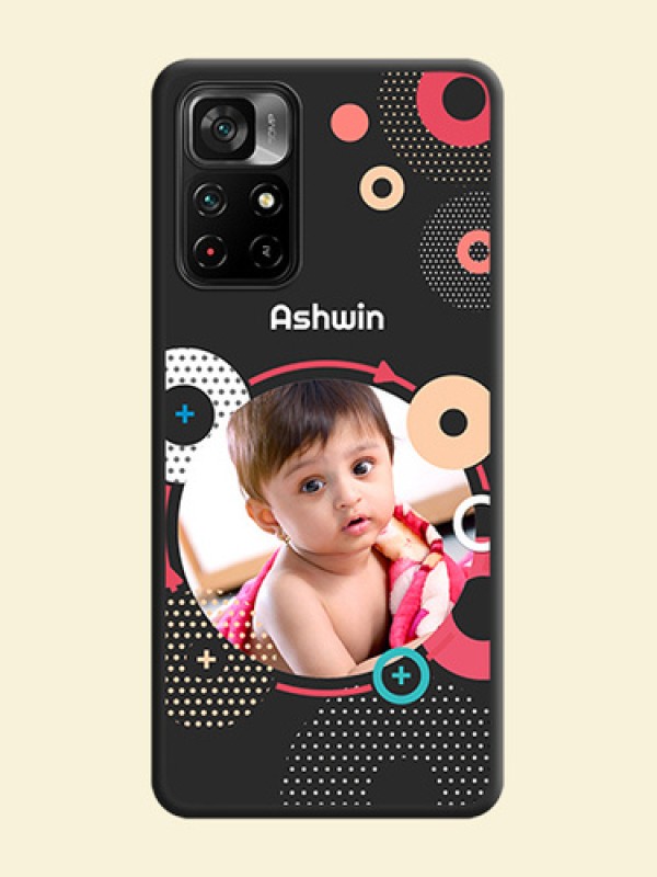 Multicoloured Round Image on Personalised Space Black Soft Matte Cases - Poco M4 Pro 5G
