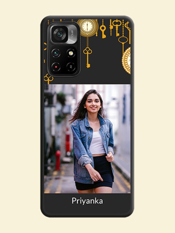 Decorative Design with Text on Space Black Custom Soft Matte Back Cover - Poco M4 Pro 5G