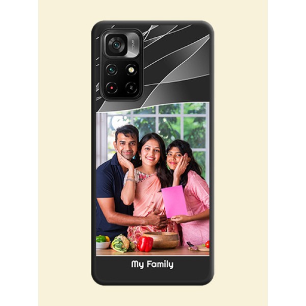 Mixed Wave Lines on Photo on Space Black Soft Matte Mobile Cover - Poco M4 Pro 5G Mixed Wave Lines on Photo on Space Black Soft Matte Mobile Cover - Poco M4 Pro 5G