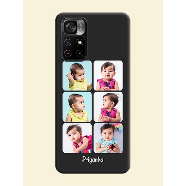 Floral Art with 6 Image Holder on Photo on Space Black Soft Matte Mobile Case - Poco M4 Pro 5G