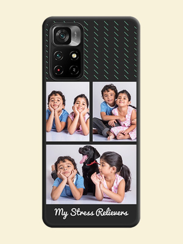 Cross Dotted Pattern with 2 Image Holder  on Personalised Space Black Soft Matte Cases - Poco M4 Pro 5G