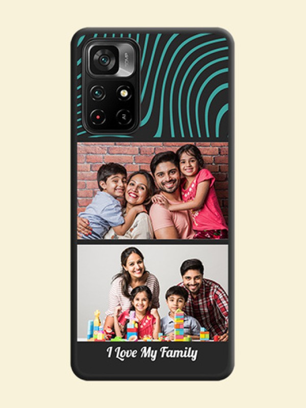 Wave Pattern with 2 Image Holder on Space Black Personalized Soft Matte Phone Covers - Poco M4 Pro 5G