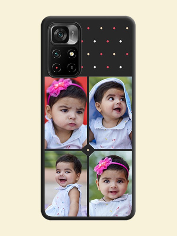 Multicolor Dotted Pattern with 4 Image Holder on Space Black Custom Soft Matte Phone Cases - Poco M4 Pro 5G