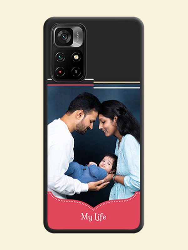 Classic Plain Design with Name on Photo on Space Black Soft Matte Phone Cover - Poco M4 Pro 5G