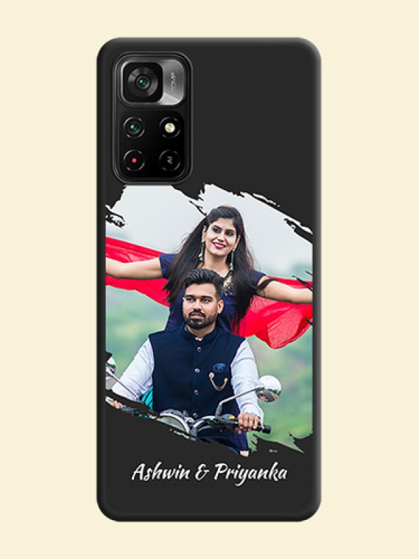 Grunge Brush Strokes on Photo on Space Black Soft Matte Back Cover - Poco M4 Pro 5G