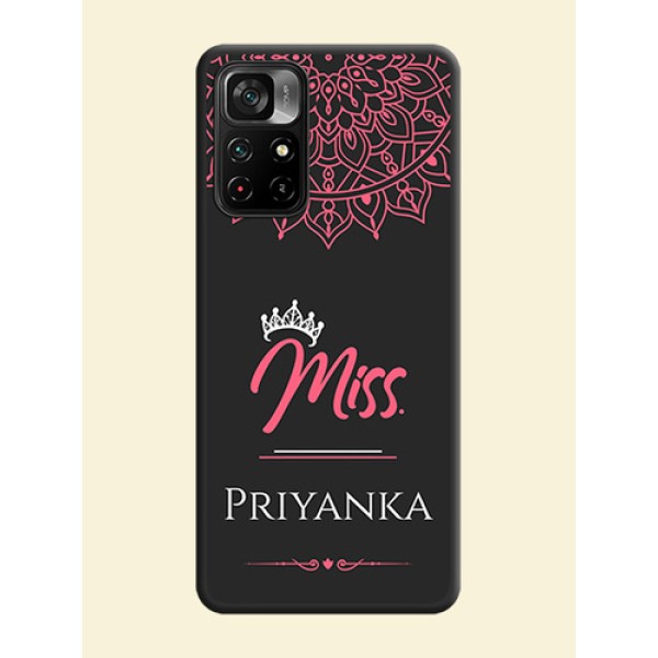 Mrs Name with Floral Design on Space Black Personalized Soft Matte Phone Covers - Poco M4 Pro 5G Mrs Name with Floral Design on Space Black Personalized Soft Matte Phone Covers - Poco M4 Pro 5G