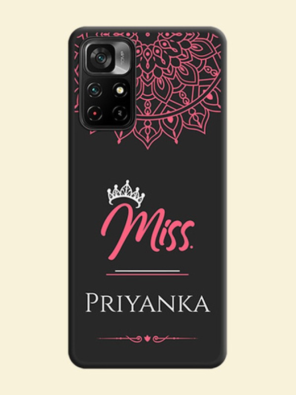 Mrs Name with Floral Design on Space Black Personalized Soft Matte Phone Covers - Poco M4 Pro 5G